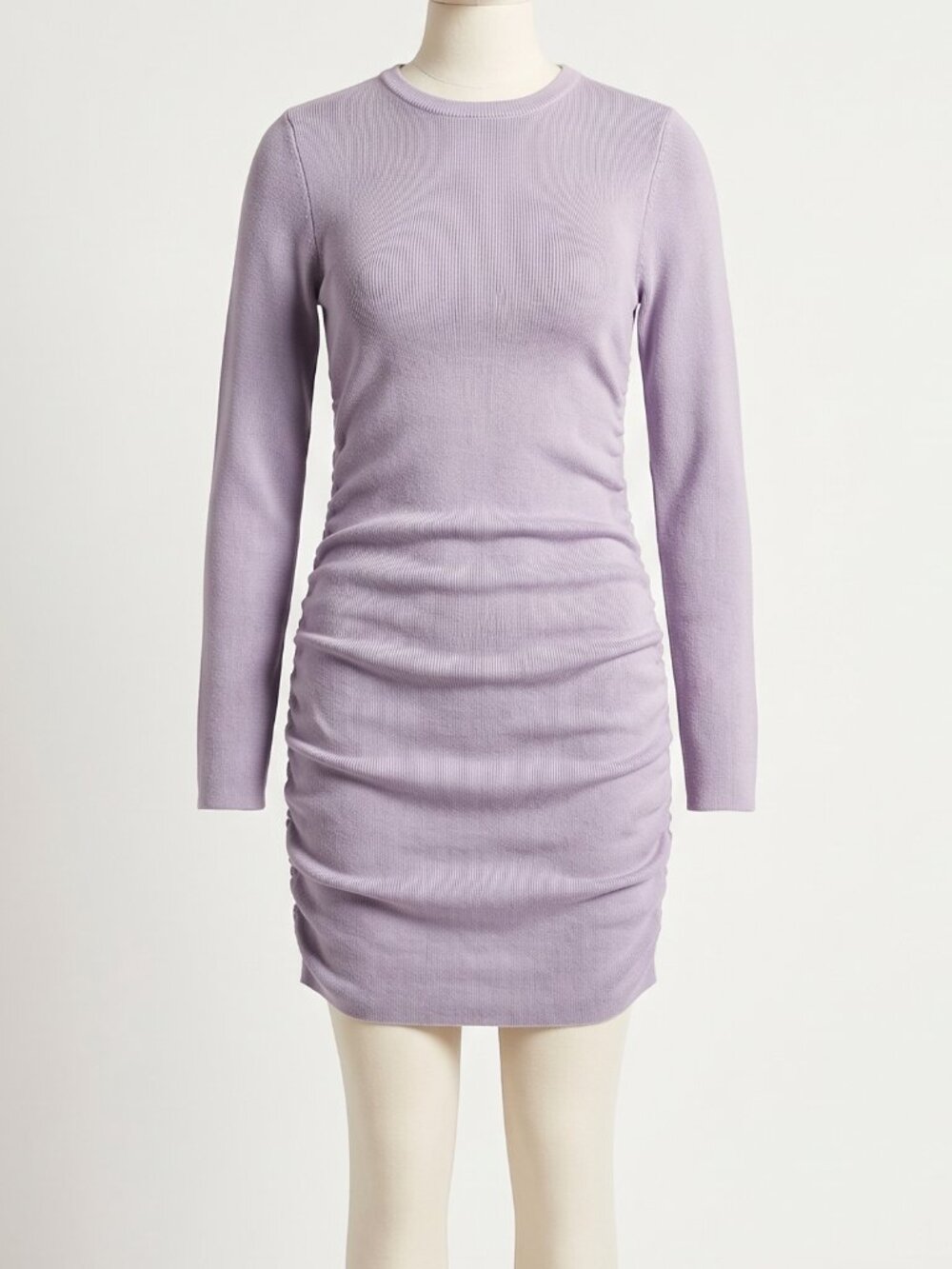 NWT Lioness Military Minds Long Sleeve Ruched Mini Dress Dusty Purple Lilac US 4